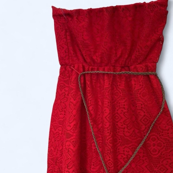 Red Lace strapless dress with a rope belt Maurices S - Picture 2 of 3